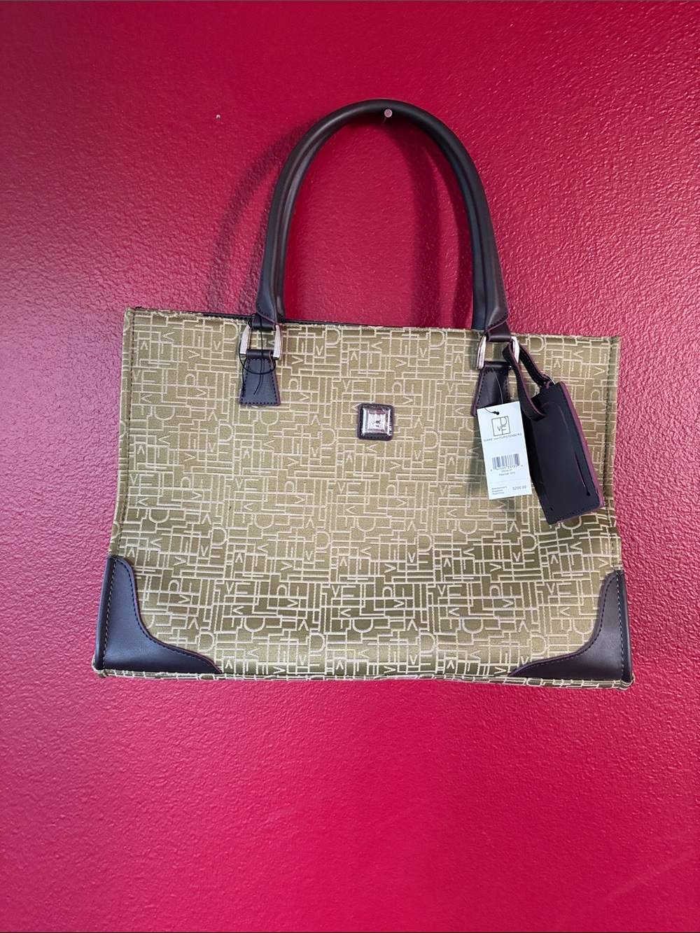 Canvas Tote Handbag with Dark Brown Trim - Classic Neutral